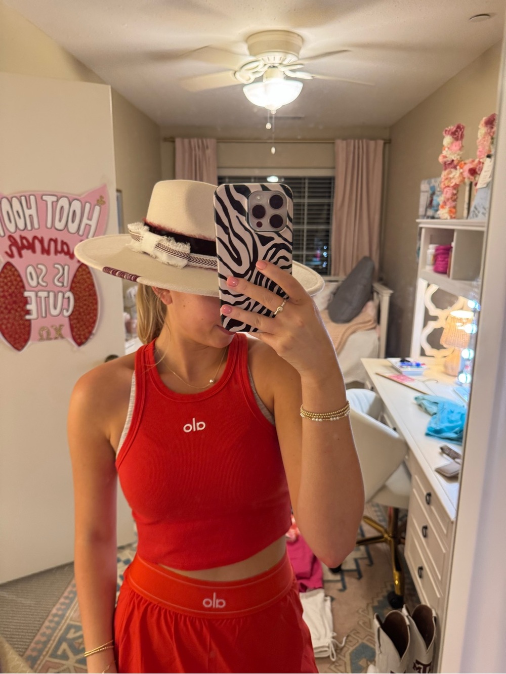 Maroon and White Felt hat